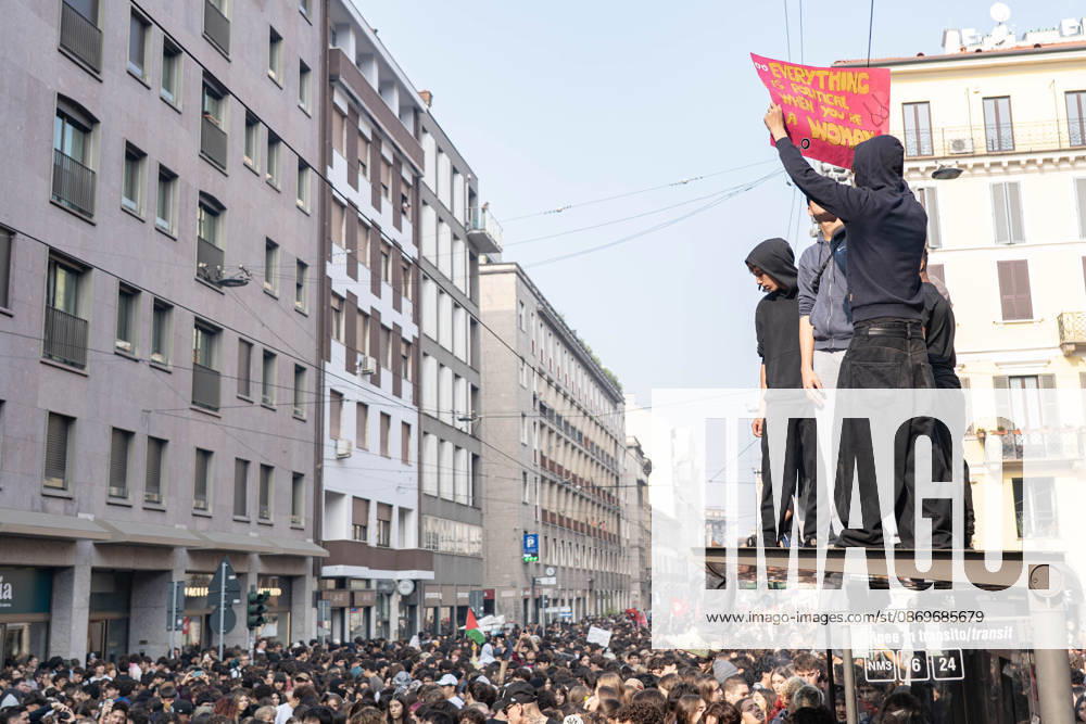 IPA89759940 - Milan, October 16, 26, Largo Cairoli, No One Is a Stranger Student Strike
