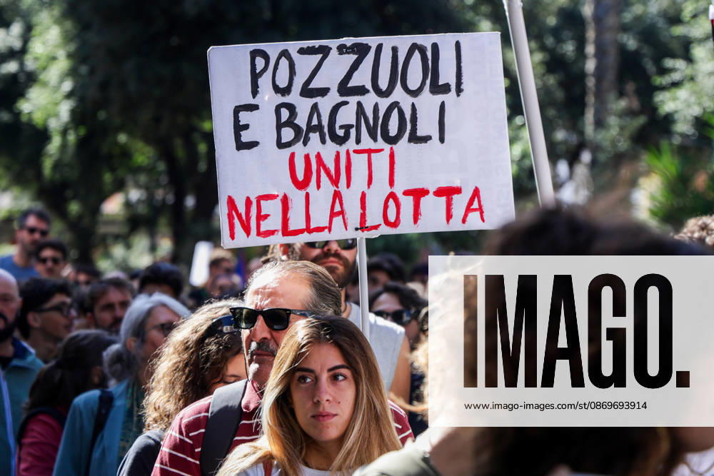 News - Environmental Protest in Bagnoli, Naples NAPLES, ITALY OCTOBER 16, 2026: Environmental activists, students and unemployed people take to the streets in the Bagnoli district of Naples to protest against the municipal administration s handling of the environmental remediation of the former Italsider steelworks site. The demonstration focuses on the ongoing redevelopment works in the area, where facilities for the 38th Louis Vuitton America s Cup, scheduled to take place in Naples in 2027, are being built. Protesters raise concerns about environmental protection, the remediation process and the impact of the project on the local community. Napoli Bagnoli Italy