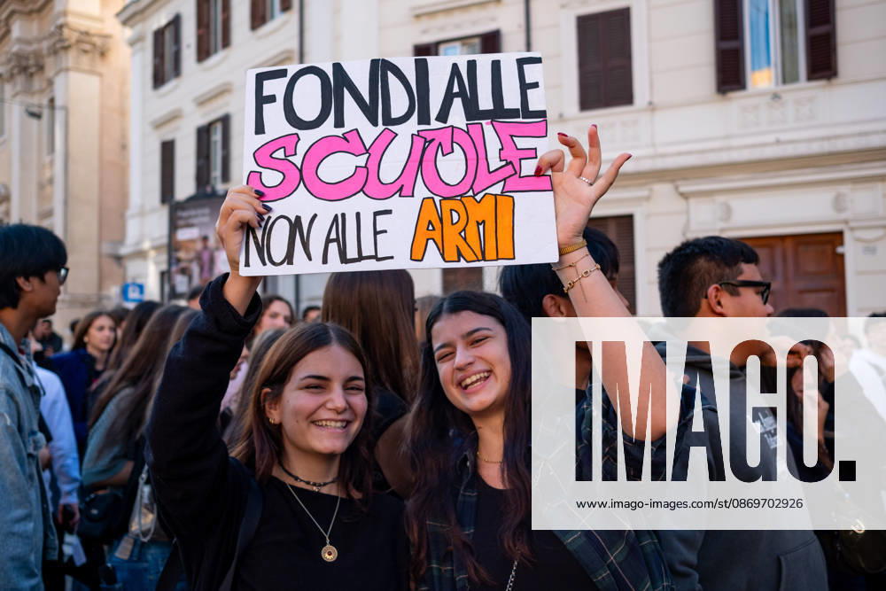 Thousands of students are taking to the streets to protest against the Meloni governmentÃ¢â‚¬â ¢s education policies. The studentsÃ¢â‚¬â ¢ demands include: No one is a foreigner; fund schools, not war; and no to the militarization of school. Rome Italy - ZUMAg256 20261016_znp_g256_001