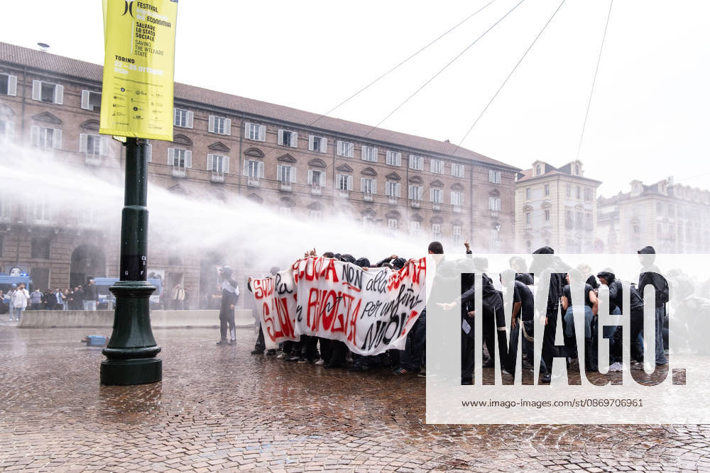 After days of occupations at many high schools across the city, following the French model, on Friday, October 16, in Turin, thousands of students took to the streets to protest the lack of resources in the school system and the inadequate condition of school buildings. The protesters marched through the city, stopping in front of Porta Susa, where teachers formed a human chain to separate them from the police. Lastly, in Piazza Castello, the police used water cannons and tear gas to disperse the demonstration, which had arrived outside the police headquarters. Turin Italy - ZUMAs377 20261016_znp_s377_039