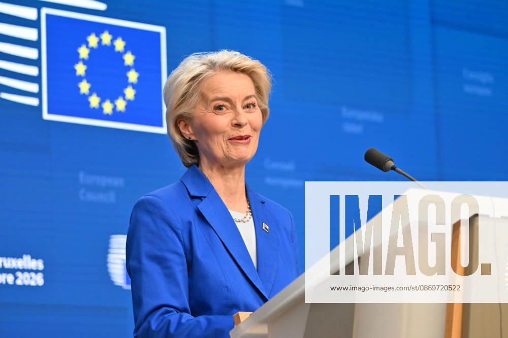 Antonio Costa and Ursula von der Leyen hold press conference after EU Leaders Summit BRUSSELS, BELGIUM - OCTOBER 16: European Council President Antonio Costa, and European Commission President Ursula von der Leyen (seen), speak during a press conference following the European Union Leaders Summit, on October 16, 2026 in Brussels, Belgium. Dursun Aydemir Anadolu Brussels Belgium. Editorial use only. Please get in touch for any other usage.