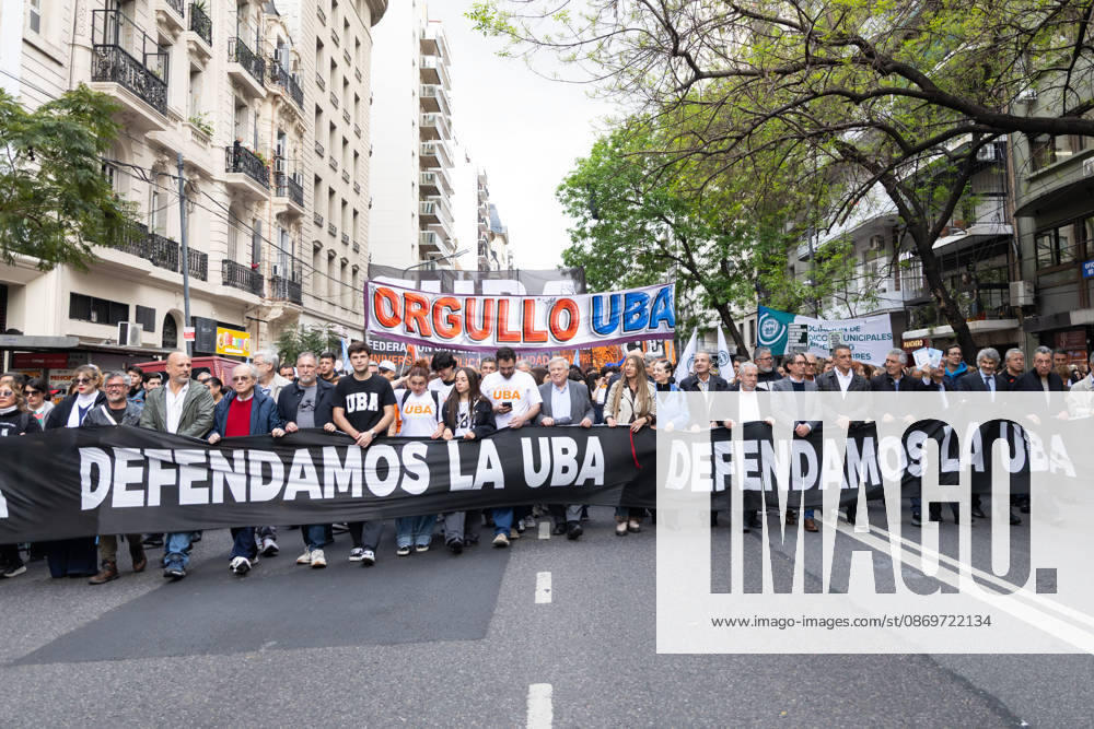 Teaching and non-teaching staff, along with university deans, march towards ArgentinaÃ¢â‚¬â ¢s National Congress to demand compliance with the University Budget Law. Buenos Aires Argentina - ZUMAp265 20261016_zip_p265_034