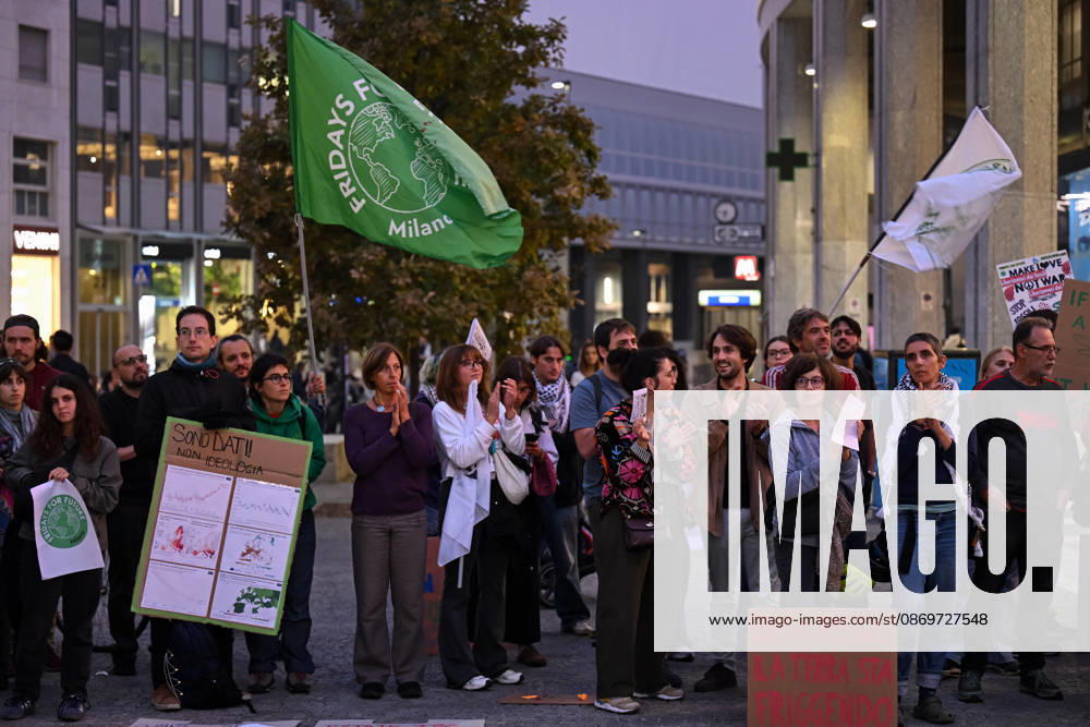 Fridays for Future climate strike in Milan, Italy MILAN, ITALY - OCTOBER 16: Climate activists from Fridays for Future hold placards during a nationwide climate strike in Milan, Italy, on October 16, 2026. Demonstrations are taking place in more than 25 Italian cities, with protesters demanding stronger government action against climate change, faster progress towards renewable energy and greater climate justice. Piero Cruciatti Anadolu Milan Italy. Editorial use only. Please get in touch for any other usage.