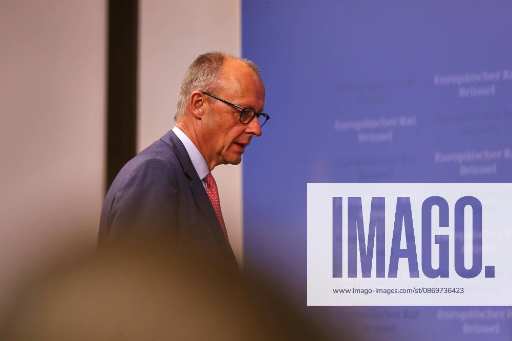 Brüssel, Belgien, 16.10.2026: Europa-Gebäude: EU-Gipfel: Bundeskanzler Friedrich Merz (CDU) auf einer Pressekonferenz zum Abschluss am Freitagnachmittag.
