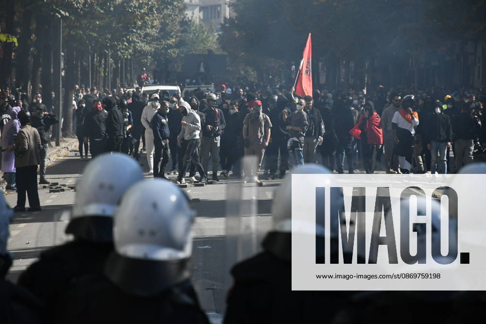 University students in Tirana continue widespread protests over educational conditions TIRANA, ALBANIA - OCTOBER 17: University students and young activists march through the streets of central Tirana, Albania, on October 17, 2026, as nationwide student-led demonstrations enter their fourth consecutive day. Demonstrators gathered near public academic institutions and the Ministry of Education to demand lower tuition fees, improved campus infrastructure, increased financial aid, and effective policy responses to rising living costs and youth unemployment. Olsi Shehu Anadolu Tirana Albania. Editorial use only. Please get in touch for any other usage.