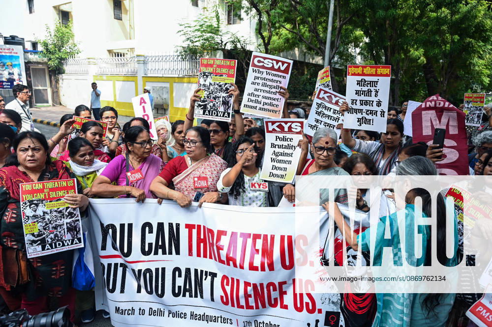 Women participate in a protest against alleged police brutality during the CJP protest (Oct 10) near ECI New Delhi, Oct 17 (ANI): Women participate in a protest against alleged police brutality during the CJP protest (Oct 10) near the Election Commission of India, in New Delhi on Saturday. NEW DELHI Delhi India