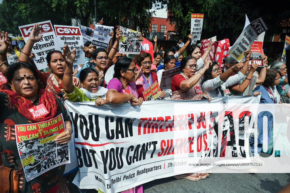 Women participate in a protest against alleged police brutality during the CJP protest (Oct 10) near ECI New Delhi, Oct 17 (ANI): Women participate in a protest against alleged police brutality during the CJP protest (Oct 10) near the Election Commission of India, in New Delhi on Saturday. NEW DELHI Delhi India