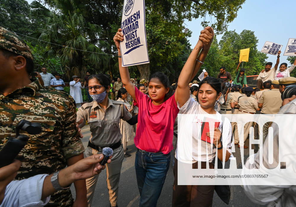 Delhi Police and paramilitary personnel detain members and workers of various organisations during a protest against Chief Election Commissioner Gyanesh Kumar and the Special Intensive Revision (SIR) of electoral rolls on Raisina Road on October 17, 2026 in New Delhi, India. (Photo by Raj K Raj Hindustan Times ) CJP Supporters Protest Demanding CEC Gyanesh Kumar s Resignation Over Voter List Changes