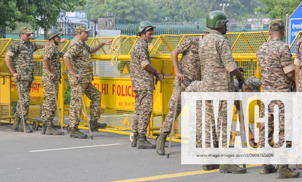 Delhi Police and paramilitary personnel on alert mode in the wake of ongoing protest at Raisina Road on on October 17, 2026 in New Delhi, India. (Photo by Raj K Raj Hindustan Times ) CJP Supporters Protest Demanding CEC Gyanesh Kumar s Resignation Over Voter List Changes