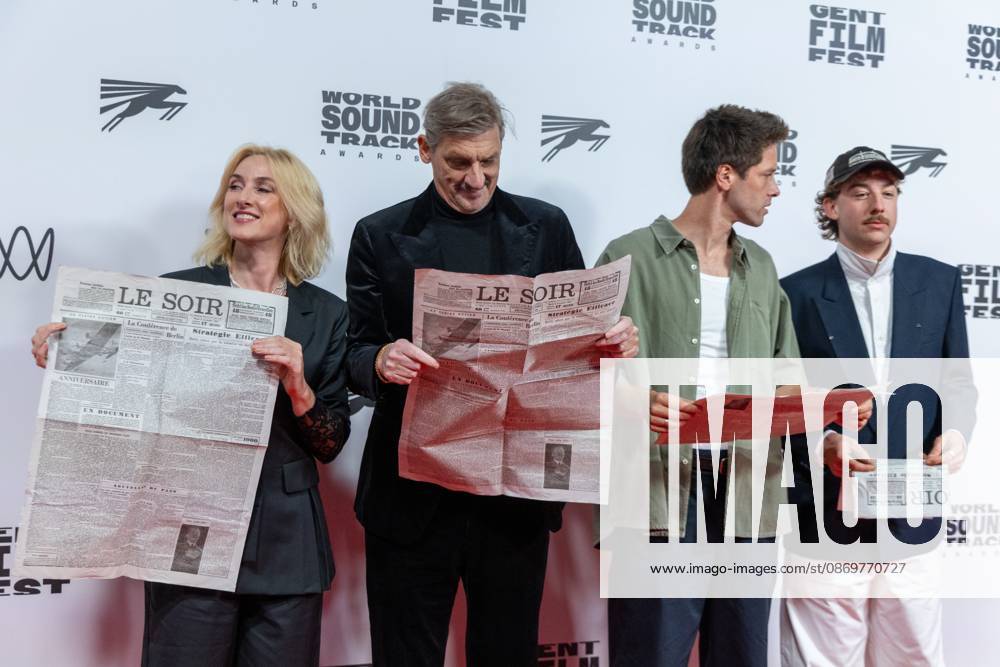 Actress Ruth Becquart and Actor Peter Van Den Begin, Pierre Gervais and Tibbe Walckiers pictured during the Gent International Film Festival on Saturday 17 October 2026. Tonight will feature a screening of Le Faux Soir, the new film of Belgian director Roskam. NICOLASxMAETERLINCK 190136638