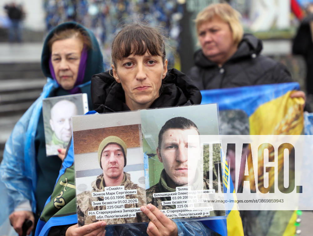 A woman holds the photographs of Ukrainian soldiers in Maidan Nezalezhnosti (Independence Square) during the weekly Don’t Stay Silent! Captivity Kills rally in support of Ukrainian military personnel held in Russian captivity or listed as missing in action, Kyiv, Ukraine, October 18, 2026. (Photo by Yuliia Ovsiannikova Ukrinform) Regular Don’t Stay Silent! Captivity Kills! rally in Kyiv