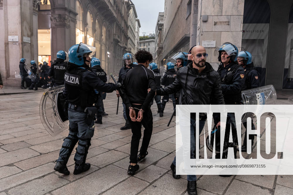 Police detain 160 as unrest continues for second day in Milan MILAN, ITALY - OCTOBER 18: Police carry out numerous detentions and arrests as protesters, including many young demonstrators, flee from law enforcement during urban unrest following demonstrations against the high cost of living in Milan, Italy, on October 18, 2026. Damage to shops and public property was reported across the city amid the clashes. Andrea Carrubba Anadolu Milan Italy. Editorial use only. Please get in touch for any other usage.