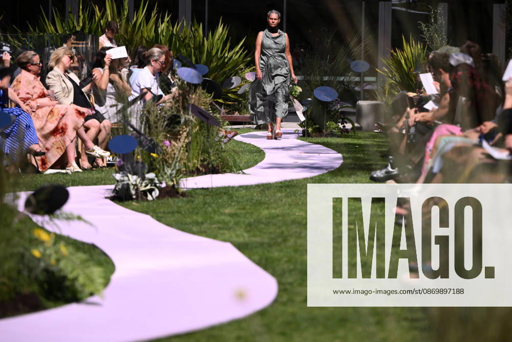 MELBOURNE FASHION WEEK PREVIEW, A model walks the runway during a 2026 Melbourne Fashion Week Runway Preview, at Sky Park, Melbourne, Monday, October 19, 2026. The preview features a selection of the upcoming collections that will appear on M FW runways including designers OUT OF HAND x Lisa Waup, Ebony Noire, Van Ermel Scherer, Perple, Gotham, Wilson Jedd Adams, Asiyam, Atoir, NGALI, Kuwaii, HoMie, Collective Closets x Mariam Farah, TOJHÃÄ, Amy Cottrell, BAAQIY and Sean Rentero. ( NO ARCHIVING MELBOURNE VICTORIA Australia