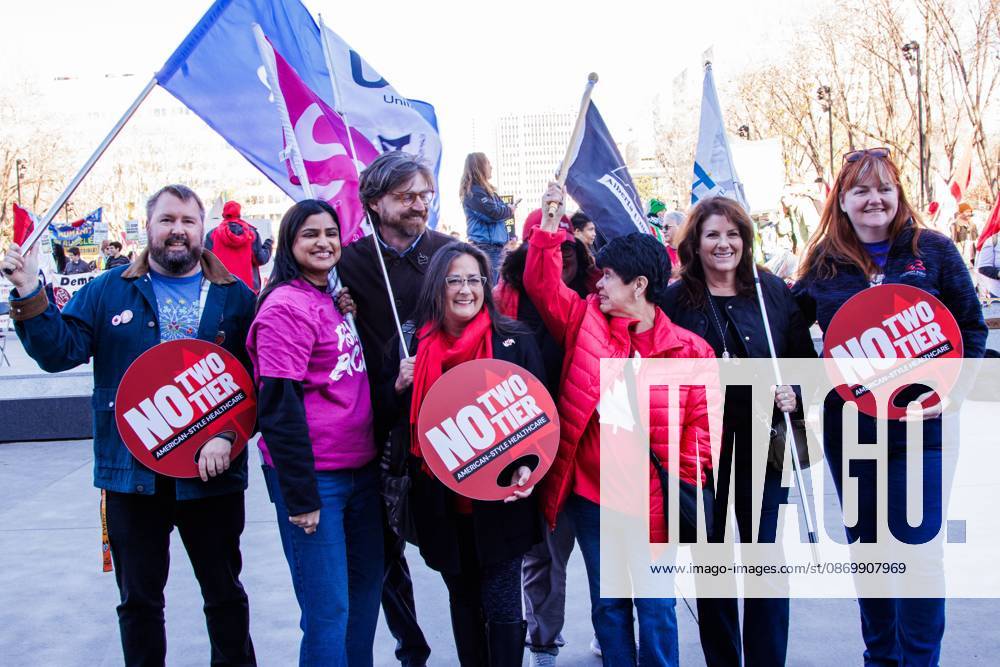 Supporters display their signs at the Alberta Federation of Labour s Canada Unity Rally ahead of the Alberta Referendum..With less than 24 hours until Referendum voting starts, the Alberta Federation of Labour and Fight Back supporters rallied at the Alberta Legislature grounds to support a Unified Alberta in Canada and oppose the prospect of separation from Canada. The group is opposed to the 9 other questions on the Alberta referendum ballots. Edmonton Canada - ZUMAs197 20261018_aaa_s197_631