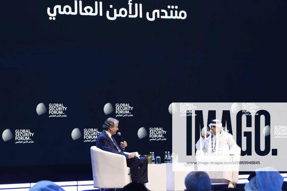 Global Security Forum in Doha DOHA, QATAR - OCTOBER 19: Qatar s Deputy Prime Minister and Minister of State for Defence Affairs, Saud bin Abdulrahman Al Thani, speaks at the Global Security Forum in Doha, Qatar, on October 19, 2026. He discusses Qatar s defence capabilities, regional security and diplomatic initiatives. Ali Altunkaya Anadolu Doha Qatar. Editorial use only. Please get in touch for any other usage.