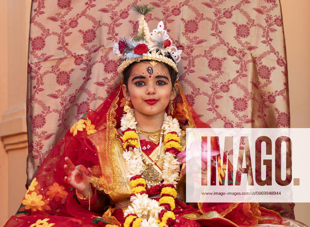 A young girl participate in the Kumari Puja ritual as part of the annual Durga Puja Festival at the Ram Krishna Mission, in Guwahati, India on Monday, 19 October 2026. Kumari Puja is a Hindu tradition observed during Durga Puja, Basanti Puja, and Navratri, in which young girls aged one to sixteen are worshipped as living embodiments of the Goddess, the ritual symbolises purity, divine feminine power, and spiritual devotion. Guwahati India - ZUMAt232 20261019_zip_t232_001