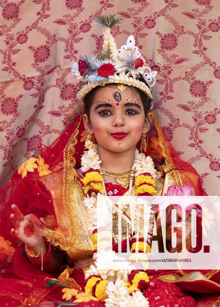 A young girl participate in the Kumari Puja ritual as part of the annual Durga Puja Festival at the Ram Krishna Mission, in Guwahati, India on Monday, 19 October 2026. Kumari Puja is a Hindu tradition observed during Durga Puja, Basanti Puja, and Navratri, in which young girls aged one to sixteen are worshipped as living embodiments of the Goddess, the ritual symbolises purity, divine feminine power, and spiritual devotion. Guwahati India - ZUMAt232 20261019_zip_t232_002