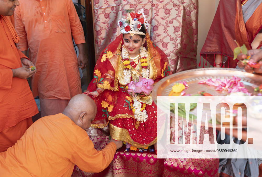 A young girl participate in the Kumari Puja ritual as part of the annual Durga Puja Festival at the Ram Krishna Mission, in Guwahati, India on Monday, 19 October 2026. Kumari Puja is a Hindu tradition observed during Durga Puja, Basanti Puja, and Navratri, in which young girls aged one to sixteen are worshipped as living embodiments of the Goddess, the ritual symbolises purity, divine feminine power, and spiritual devotion. Guwahati India - ZUMAt232 20261019_zip_t232_005