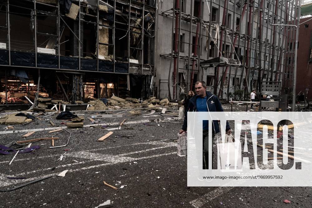 Ukrainian conflict KYIV, UKRAINE - OCTOBER 19, 2026 : Cosmos MultiMall following an overnight missile attack by the Russian Federation in Kyiv, Ukraine, on October 19, 2026. Kyiv Kyiv Oblast Ukraine