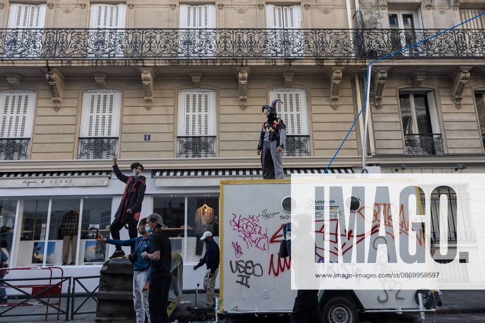 PARIS, FRANCE - OCTOBER 18, 2026: Protesters clash with police near Place de la Ro publique in Paris during a protest against austerity. Protesters set up makeshift barricades and start fires in the square and surrounding streets. After police clear the square, protesters attack nearby shops. Paris France - ZUMAq101 20261018_zna_q101_282