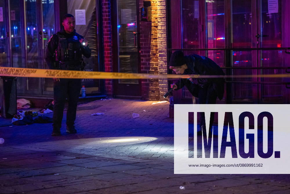 A National Guard soldier was shot in the Eastern Market neighborhood of Washington, D.C. in the early hours of October 19, 2026. The guardsman tried to break up a fight but was shot by one of the participants, before the suspect was shot by other National Guard soldiers. Both the Guardsman and the suspect were taken to the hospital with non-life threatening injuries. Washington United States - ZUMAl312 20261019_znp_l312_047
