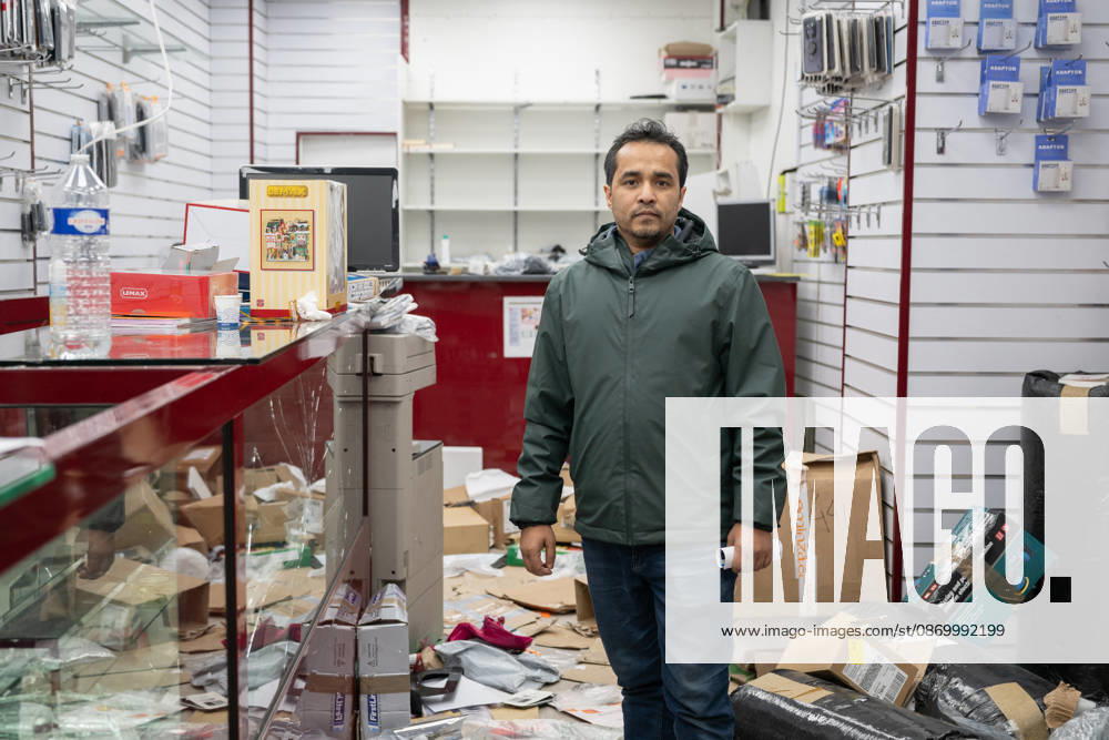 Shops Looted After the October 17th Demonstration - Paris AJ This photo shows the Owner of the store Lyca Mobile at the Boulevard de Magenta store after it has been looted, ransacked, and vandalized on October 19, 2026 two days after riots and looting occurred (pillage) on the sidelines of nationwide cost-of-living demonstrations. Photo by Alexis Jumeau ABACAPRESS.COM Paris France