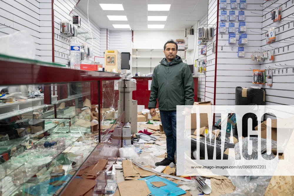 Shops Looted After the October 17th Demonstration - Paris AJ This photo shows the Owner of the store Lyca Mobile at the Boulevard de Magenta store after it has been looted, ransacked, and vandalized on October 19, 2026 two days after riots and looting occurred (pillage) on the sidelines of nationwide cost-of-living demonstrations. Photo by Alexis Jumeau ABACAPRESS.COM Paris France