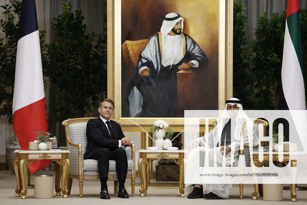 President Macron Visit To Middle East - Abu Dhabi French President Emmanuel Macron attends a meeting with Sheikh Mohamed bin Zayed Al Nahyan, President of the United Arab Emirates (UAE), at Qasr Al Watan presidential palace in Abu Dhabi, United Arab Emirates, October 19, 2026. Photo by Benoit Tessier Pool ABACAPRESS.COM Abu Dhabi United Arab Emirates
