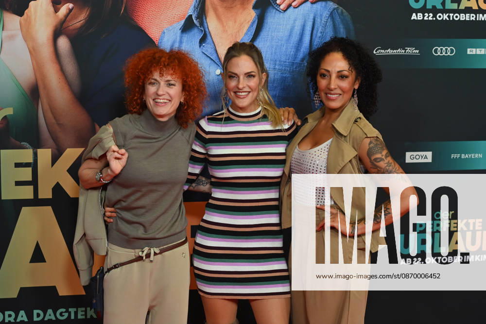 V.li:Lucy DIAKOVSKA (No Angels), Sandy MOELLING (No Angels), Jessica WAHLS (No Angels). Weltpremiere von DER PERFEKTE URLAUB am 19.10.2026 im Mathaeser Filmpalast in Muenchen. Fotocall Roter Teppich,Red Carpet.
