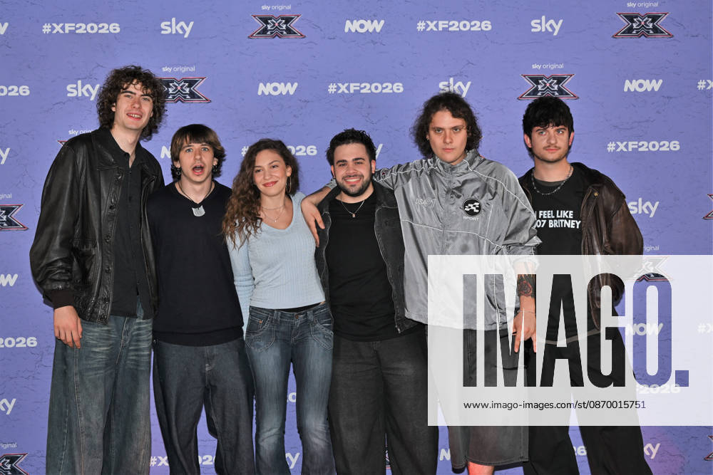 IPA89927991 - Milan, Italy: X Factor 2026 photocall featuring the 12 official contestants FRANCESCO GABBANI S TEAM In the photo: Scraffs, Alice Fregoso, Giacomo Calò