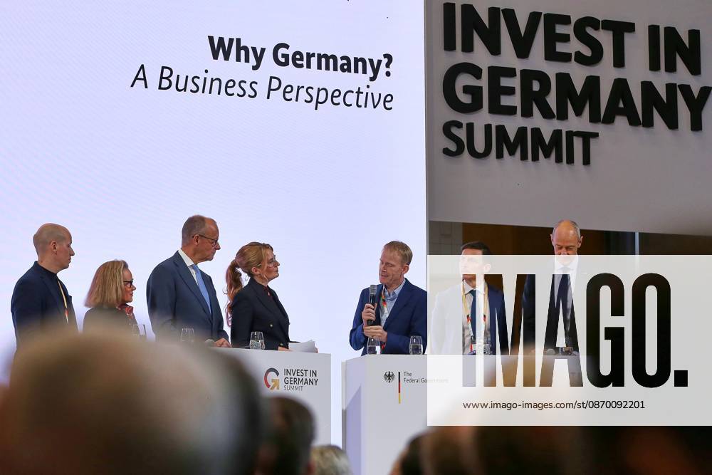 Berlin, Deutschland, 20.10.2026: ESMT: Invest in Germany Summit: Diskussion unter anderem mit: Gundbert Scherf (Helsing) Belén Garijo (Sanofi), Bundeskanzler Friedrich Merz (CDU), Will Marshall (Planet Labs), Francis Wedin (Vulcan Energy), Roland Busch (Siemens)