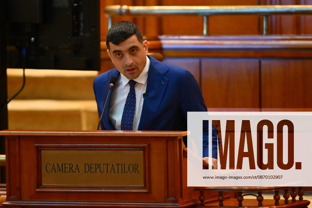 Plenary session of the Romanian Parliament in Bucharest BUCHAREST, ROMANIA - OCTOBER 20: AUR leader George Simion addresses a joint plenary session of the Romanian Parliament at the Palace of the Parliament in Bucharest, Romania on October 20, 2026. Niculescu presented his governing platform, fiscal reform agenda, and proposed cabinet lineup to lawmakers ahead of the vote of confidence. Alex Nicodim Anadolu Bucharest Romania. Editorial use only. Please get in touch for any other usage.