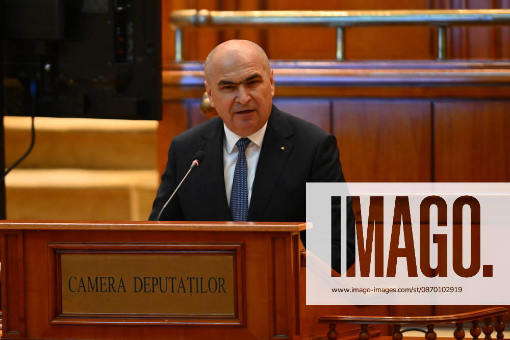 Plenary session of the Romanian Parliament in Bucharest BUCHAREST, ROMANIA - OCTOBER 20: Romania s prime minister Ilie Bolojan addresses a joint plenary session of the Romanian Parliament at the Palace of the Parliament in Bucharest, Romania on October 20, 2026. Niculescu presented his governing platform, fiscal reform agenda, and proposed cabinet lineup to lawmakers ahead of the vote of confidence. Alex Nicodim Anadolu Bucharest Romania. Editorial use only. Please get in touch for any other usage.
