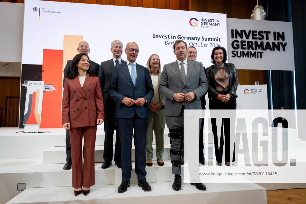 Invest in Germany Summit, Berlin, ESMT Invest in Germany Summit, Berlin, ESMT, Friedrich Merz, Bundeskanzler Katherina Reiche, Bundeswirtschaftsministerin Lars Klingbeil, Bundesfinanzminister Steffen Bilger, Bundesverkehrsminister Dorothee Bär, Bundesforschungsministerin Verena Hubertz, Bundesbauministerin Karsten Wildberger, Bundesdigitalminister Martin Blessing, Sonderbeauftragter für Investitionen Berlin Berlin GER