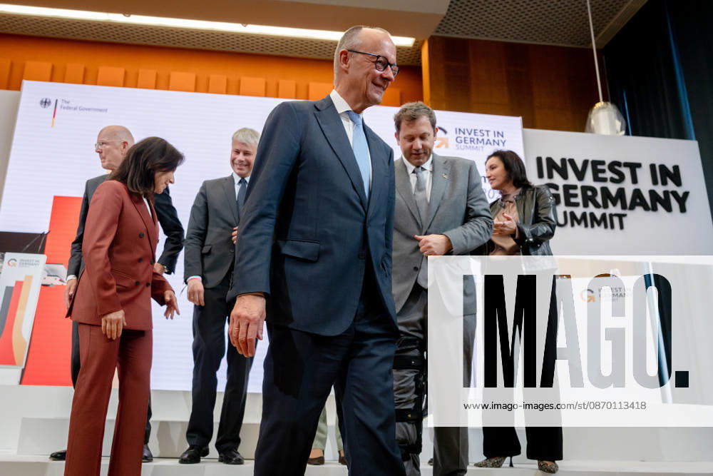 Invest in Germany Summit, Berlin, ESMT Invest in Germany Summit, Berlin, ESMT, Friedrich Merz, Bundeskanzler Katherina Reiche, Bundeswirtschaftsministerin Lars Klingbeil, Bundesfinanzminister Steffen Bilger, Bundesverkehrsminister Dorothee Bär, Bundesforschungsministerin Verena Hubertz, Bundesbauministerin Karsten Wildberger, Bundesdigitalminister Martin Blessing, Sonderbeauftragter für Investitionen Berlin Berlin GER