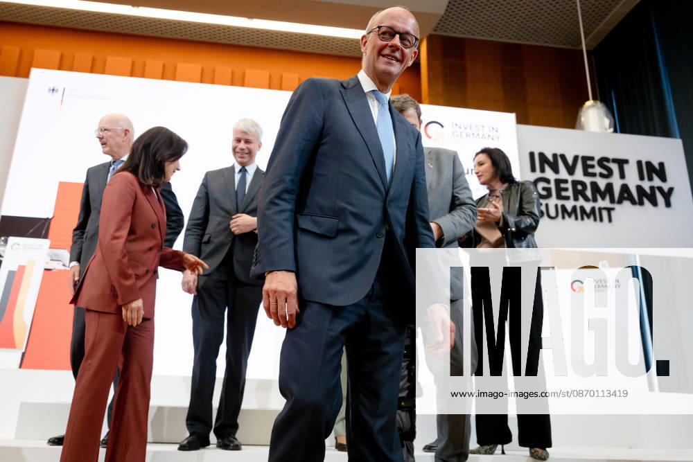 Invest in Germany Summit, Berlin, ESMT Invest in Germany Summit, Berlin, ESMT, Friedrich Merz, Bundeskanzler Katherina Reiche, Bundeswirtschaftsministerin Lars Klingbeil, Bundesfinanzminister Steffen Bilger, Bundesverkehrsminister Dorothee Bär, Bundesforschungsministerin Verena Hubertz, Bundesbauministerin Karsten Wildberger, Bundesdigitalminister Martin Blessing, Sonderbeauftragter für Investitionen Berlin Berlin GER