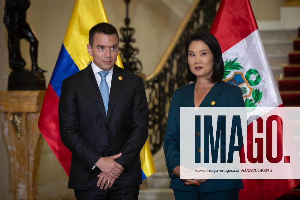 Keiko Fujimori - Daniel Noboa meeting in Peru LIMA, PERU - OCTOBER 20: Peruvian President Keiko Fujimori meets with Ecuadorian President Daniel Noboa at the Government Palace in Lima, Peru on October 20, 2026. The leaders gathered for the 17th Binational Cabinet meeting between Peru and Ecuador. Jorge Cerdan Anadolu Lima Peru. Editorial use only. Please get in touch for any other usage.