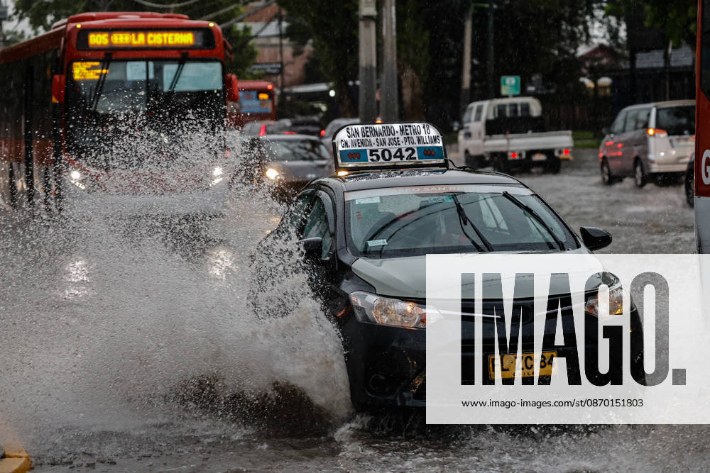 Santiago, October 20, 2026: Flooding at the intersection of Gran Avenida and Los Aviadores streets during the storm front affecting the metropolitan region. Diego Martin, Aton, Chile; Santiago, Chile. Aton 1201227.jpeg