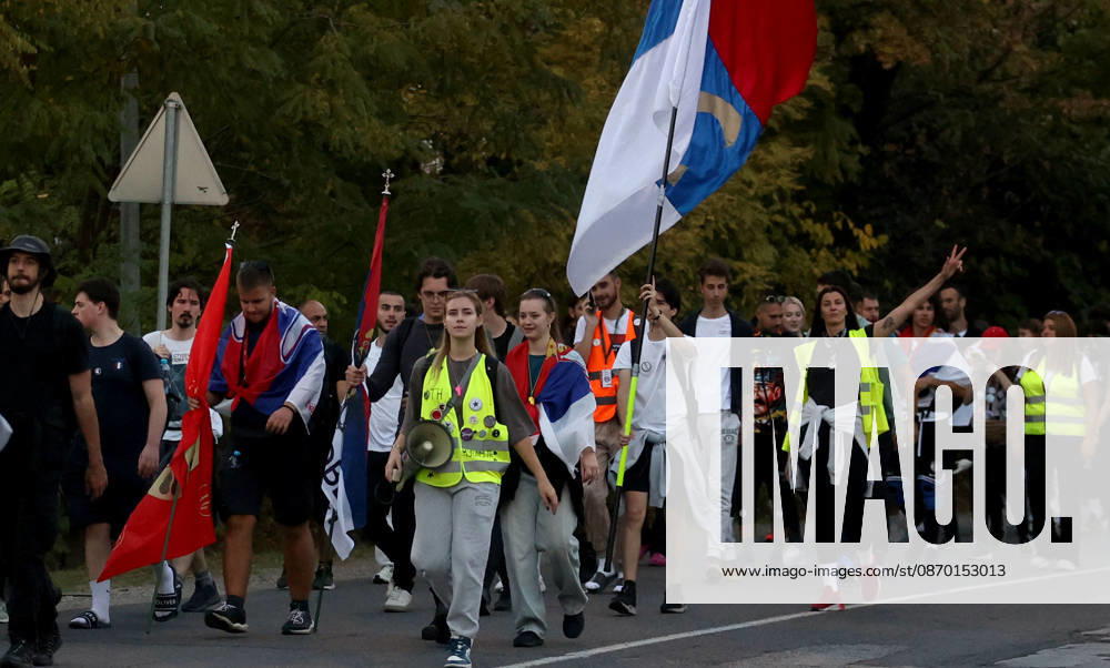 Indjija(Serbia) Politics Life Pre election campaign, student list nr.3 students winning. During their walk from Novi Sad to Belgrade.