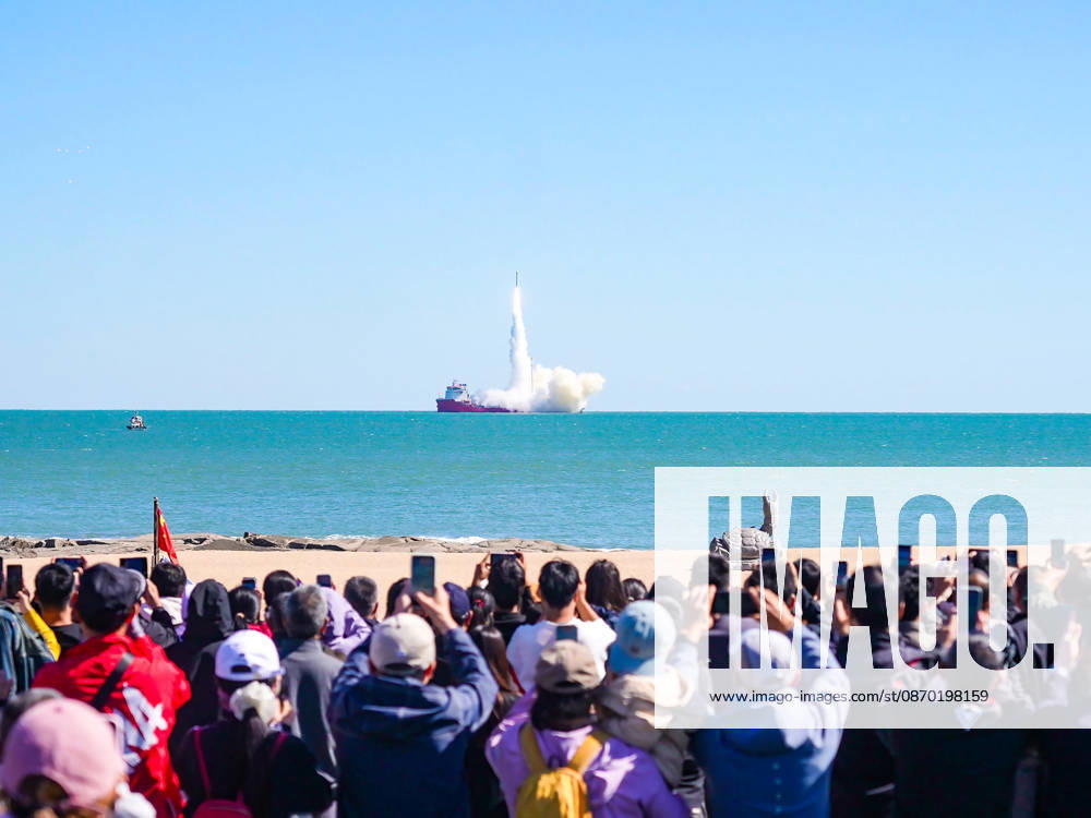 The Ceres-1 sea-launched carrier rocket (Yao-8) is successfully launched in the offshore waters of Rizhao on October 21, 2026 in Rizhao, Shandong Province of China. This marks the eighth rocket launch conducted in the offshore waters of Rizhao and the first time a sea launch has been commanded from land.