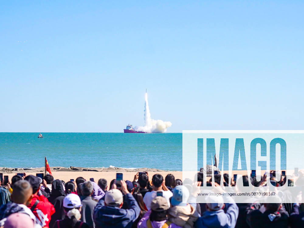 The Ceres-1 sea-launched carrier rocket (Yao-8) is launched off the coast of Rizhao on October 21, 2026 in Rizhao, Shandong Province of China. This marks the eighth rocket launch conducted in the waters near Rizhao and the first time a sea launch has been commanded from land.