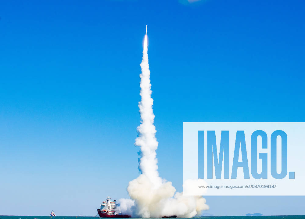 The Ceres-1 sea-launched carrier rocket (Yao-8) lifts off from waters off the coast of Rizhao on October 21, 2026 in Rizhao, Shandong Province of China. The mission utilized a one-rocket-one-satellite configuration to deploy the remote sensing satellite Xiguang-4 01, marking the eighth sea-based rocket launch conducted in the Rizhao maritime area.
