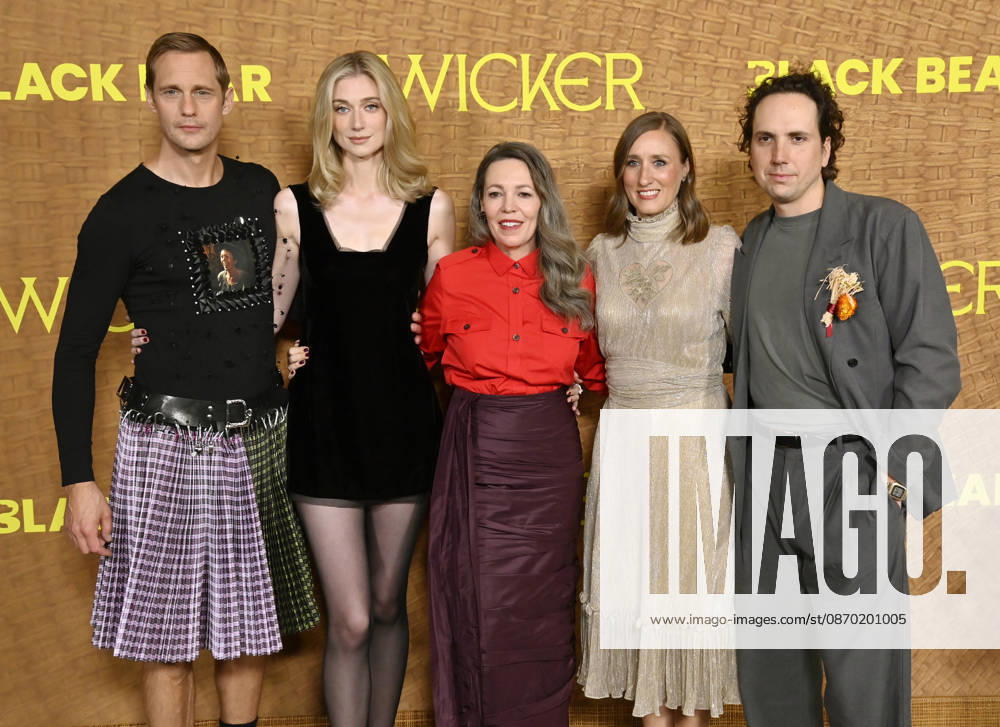 Alexander Skarsgard, Elizabeth Debicki, Olivia Colman, Eleanor Wilson and Alex Huston Fischer (L-R) attend the premiere of Black Bear Pictures motion picture romantic fantasy comedy Wicker at the Director s Guild of America in Los Angeles on Tuesday, October 20. 2026. Storyline: An ostracized fisherwoman commissions the local basketmaker to weave her a husband, but when her wicker creation proves unexpectedly extraordinary, his presence ignites jealousy and upheaval that threatens their quiet village. LAP2026102037 JIMxRUYMEN