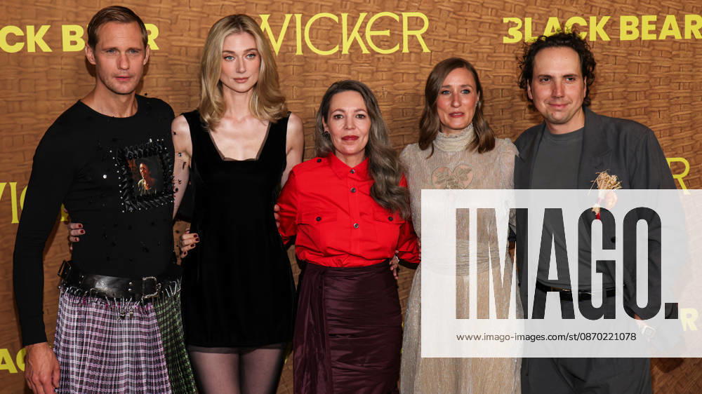 Los Angeles Premiere Of Black Bear s Wicker LOS ANGELES, CALIFORNIA, USA - OCTOBER 20: Alexander Skarsgard wearing Chopova Lowena, styled by Harry Lambert, Elizabeth Debicki wearing Kallmeyer, Calzedonia tights, Manolo Blahnik shoes, and Engelbert 1920 jewelry, styled by Elizabeth Saltzman, Olivia Colman, Eleanor Wilson and Alex Huston Fischer arrive at the Los Angeles Premiere Of Black Bear s Wicker held at the DGA Theater Complex at The Directors Guild of America on October 20, 2026 in Los Angeles, California, United States. Los Angeles DGA Theater Complex at The Directors Guild of America California United States