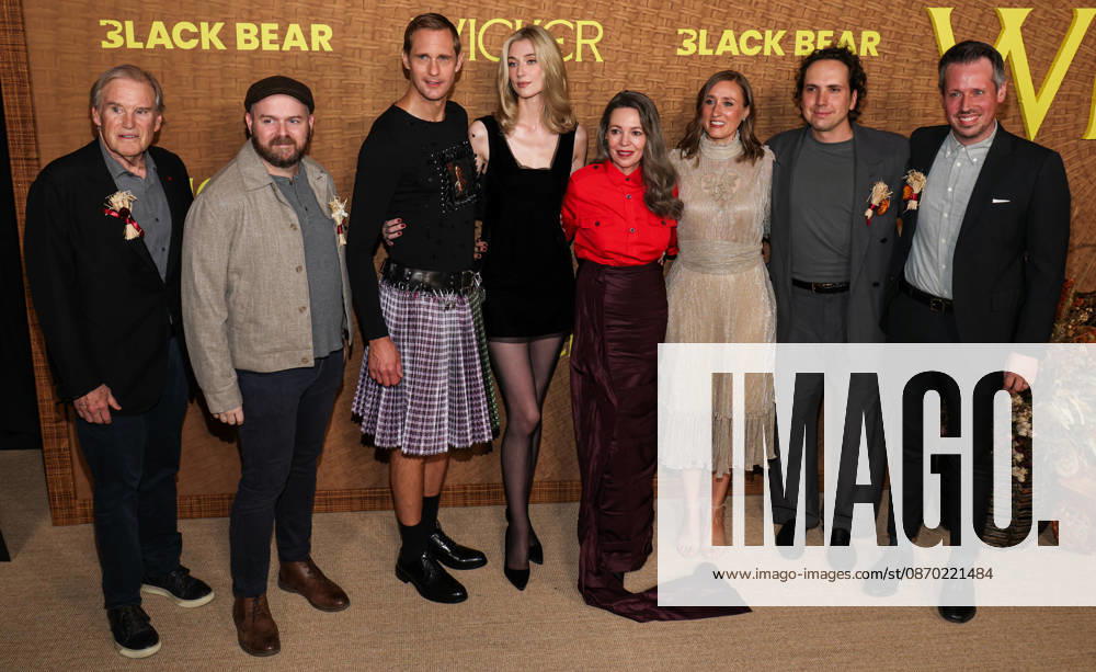 Los Angeles Premiere Of Black Bear s Wicker LOS ANGELES, CALIFORNIA, USA - OCTOBER 20: Tim Headington, Justin Lothrop, Alexander Skarsgard wearing Chopova Lowena, styled by Harry Lambert, Elizabeth Debicki wearing Kallmeyer, Calzedonia tights, Manolo Blahnik shoes, and Engelbert 1920 jewelry, styled by Elizabeth Saltzman, Olivia Colman, Eleanor Wilson, Alex Huston Fischer and Brad Zimmerman arrive at the Los Angeles Premiere Of Black Bear s Wicker held at the DGA Theater Complex at The Directors Guild of America on October 20, 2026 in Los Angeles, California, United States. Los Angeles DGA Theater Complex at The Directors Guild of America California United States