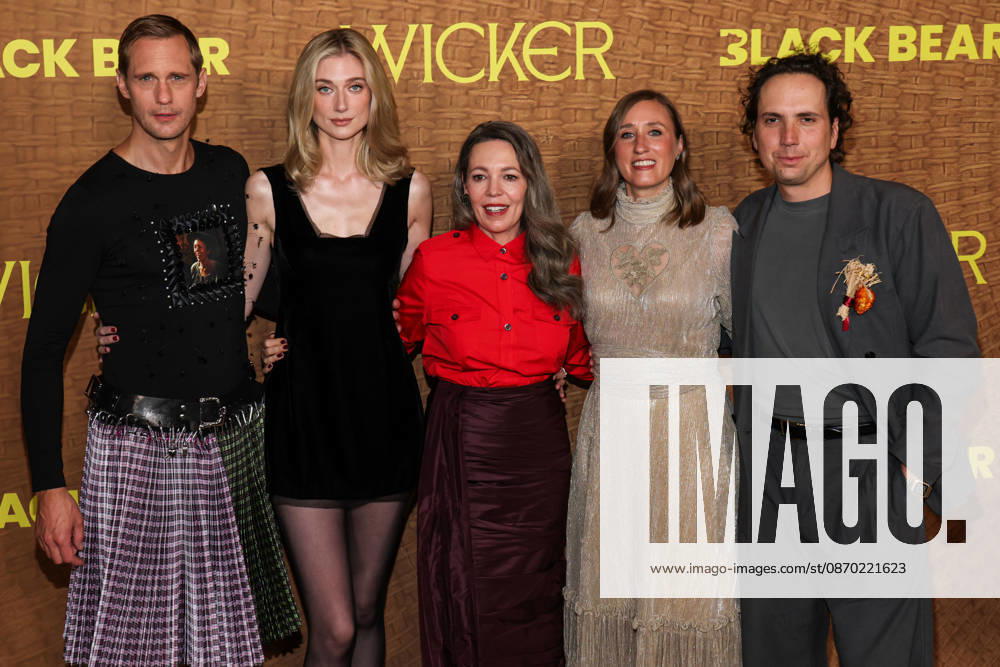 Los Angeles Premiere Of Black Bear s Wicker LOS ANGELES, CALIFORNIA, USA - OCTOBER 20: Alexander Skarsgard wearing Chopova Lowena, styled by Harry Lambert, Elizabeth Debicki wearing Kallmeyer, Calzedonia tights, Manolo Blahnik shoes, and Engelbert 1920 jewelry, styled by Elizabeth Saltzman, Olivia Colman, Eleanor Wilson and Alex Huston Fischer arrive at the Los Angeles Premiere Of Black Bear s Wicker held at the DGA Theater Complex at The Directors Guild of America on October 20, 2026 in Los Angeles, California, United States. Los Angeles DGA Theater Complex at The Directors Guild of America California United States
