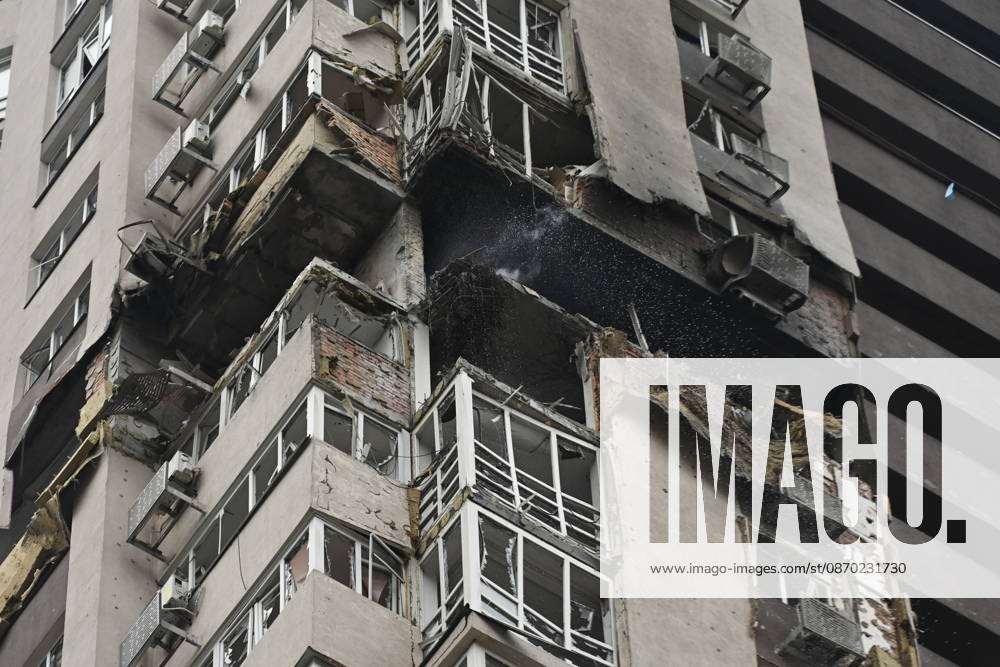 Aftermath Of A Russian Drone Strike In Kyiv An apartment building damaged during a Russian drone strike in Kyiv, Ukraine, on October 21, 2026. Kyiv Ukraine