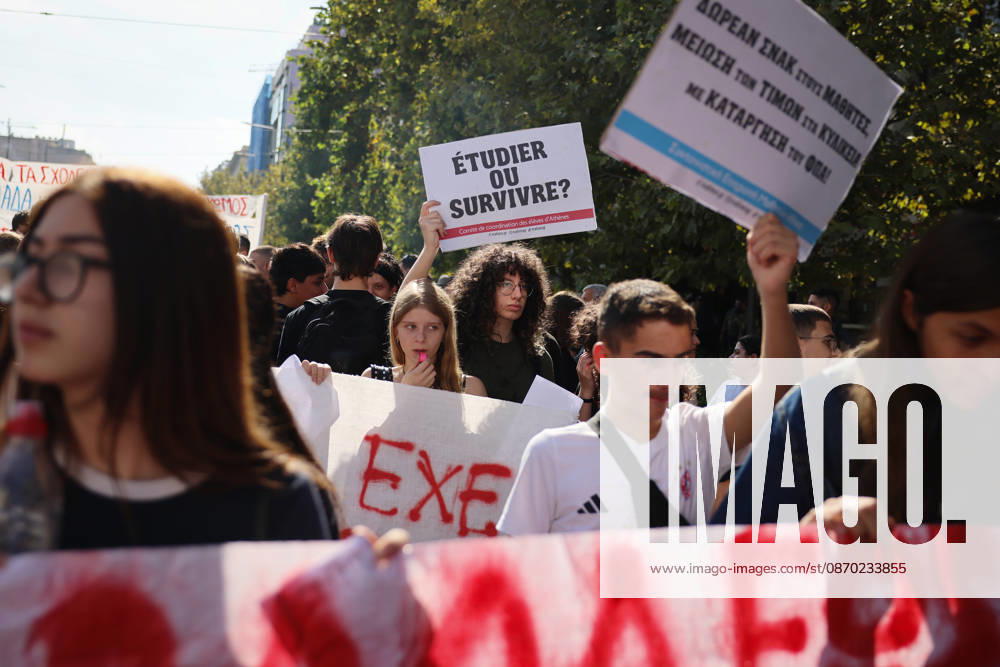 Students, teachers stage demonstration in Athens, Greece ATHENS, GREECE - OCTOBER 21: Students and teachers take part in a demonstration against the rising cost of living and demanding better working conditions and increased funding for public education in Athens, Greece, on October 21, 2026. Costas Baltas Anadolu Athens Greece. Editorial use only. Please get in touch for any other usage.