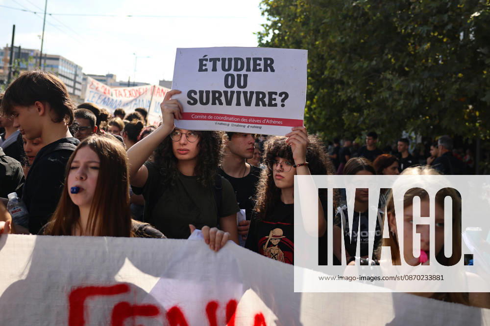 Students, teachers stage demonstration in Athens, Greece ATHENS, GREECE - OCTOBER 21: Students and teachers take part in a demonstration against the rising cost of living and demanding better working conditions and increased funding for public education in Athens, Greece, on October 21, 2026. Costas Baltas Anadolu Athens Greece. Editorial use only. Please get in touch for any other usage.