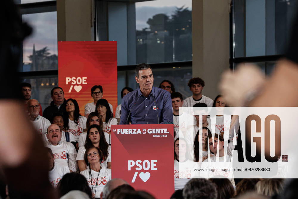 Pedro Sanchez at the pre-campaign rally in Burgos. Burgos Spain - ZUMAc250 20261021_zip_c250_019